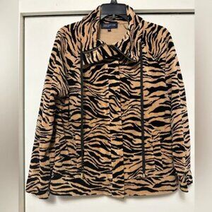 Jones New York Signature Velour Zebra Print Jacket SZ L